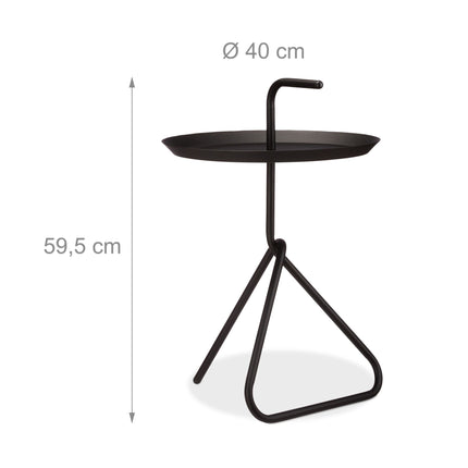 Metal side table with handle