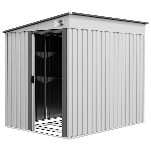 Kovový domek na nářadí 2.81m², 154x206.5x181 cm, s pultovou střechou a základnou