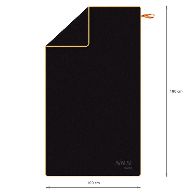 Microfibre Towel 180x100 cm, Black-Orange