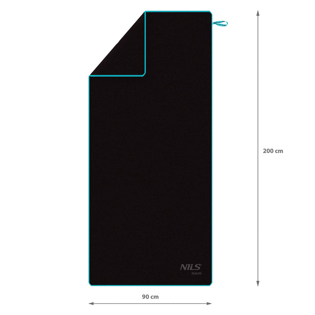 Microfibre Towel 200x90 cm, Black-Blue