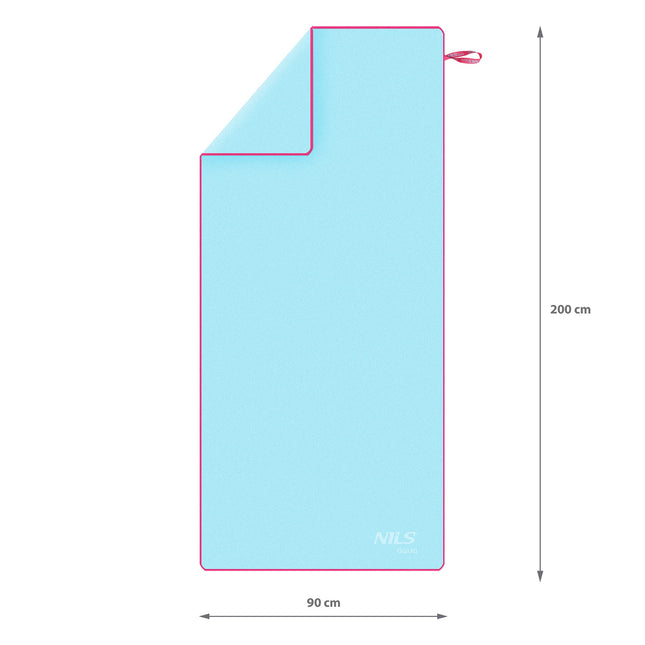 Microfibre Towel 200x90 cm, Blue-Pink