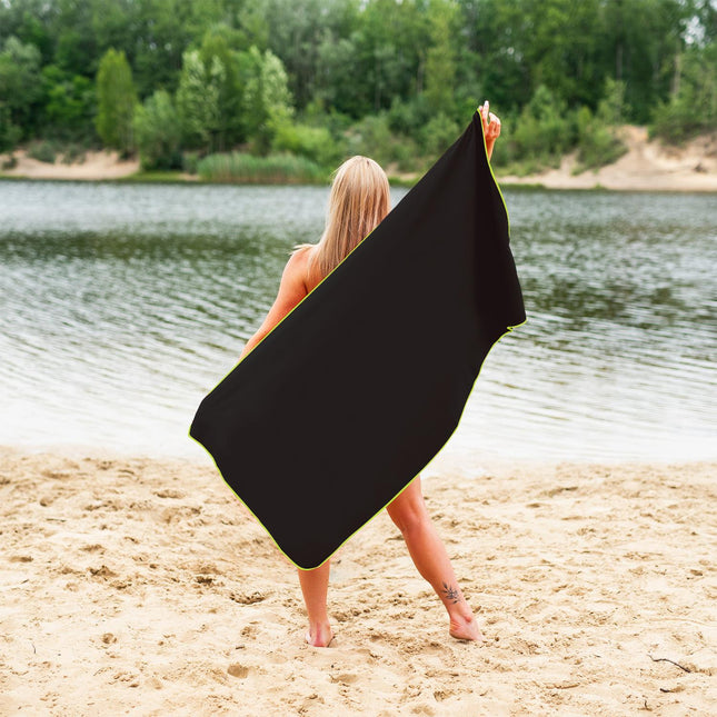 Microfibre Towel, Black, 140x70 cm