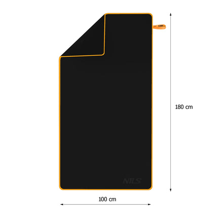 Mikrofaserhandtuch, Schwarz-Orange, 180x100 cm