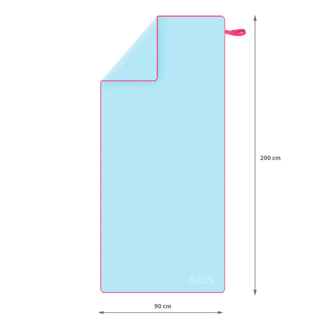Microfibre Towel, Blue-Pink, 200x90 cm