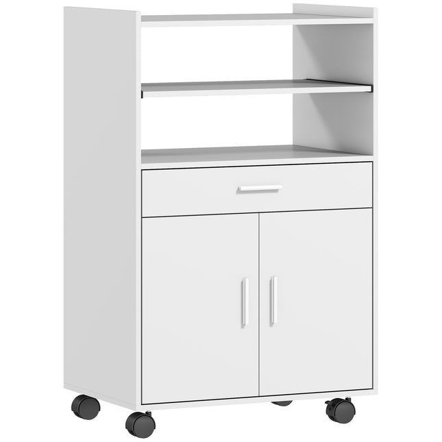 Magnetronkast met lade en wielen, wit