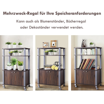 Microwave Kitchen Cart with Wheels, 60x40x98 cm, Brown
