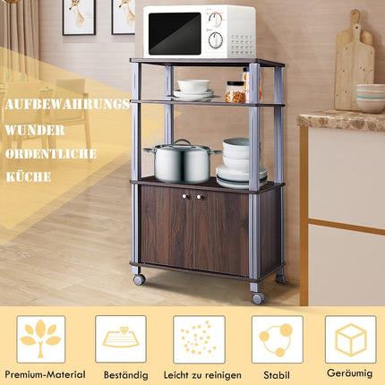 Microwave Kitchen Cart with Wheels, 60x40x98 cm, Brown