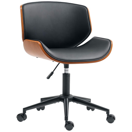 Mid-Century Modern Bürostuhl aus Kunstleder, ergonomisch, schwarz