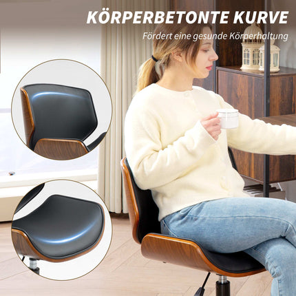 Mid-Century Modern Bürostuhl aus Kunstleder, ergonomisch, schwarz