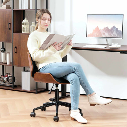 Mid-Century Modern Bürostuhl aus Kunstleder, ergonomisch, schwarz