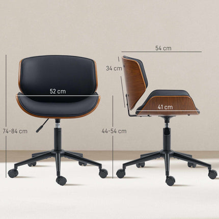 Mid-Century Modern Bürostuhl aus Kunstleder, ergonomisch, schwarz