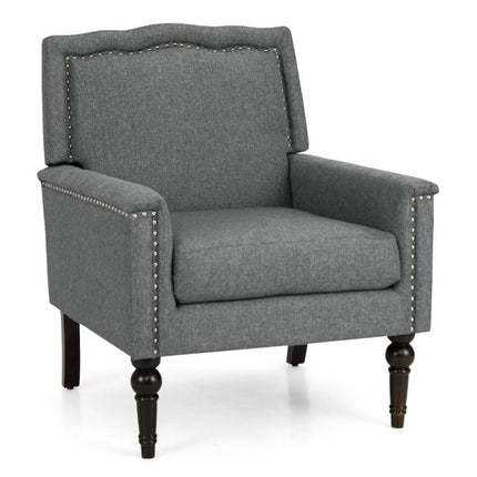 Mid-Century Modern Akzentsessel aus Leinen, Grau