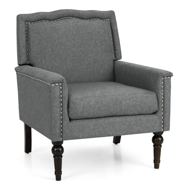 Mid-Century Modern Akzentsessel aus Leinen, Grau