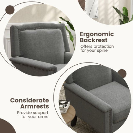 Mid-Century Modern Akzentsessel aus Leinen, Grau