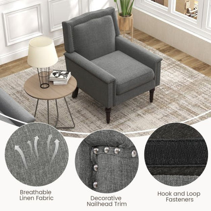 Mid-Century Modern Akzentsessel aus Leinen, Grau
