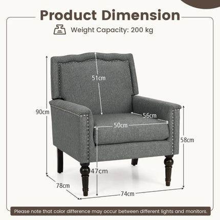Mid-Century Modern Akzentsessel aus Leinen, Grau
