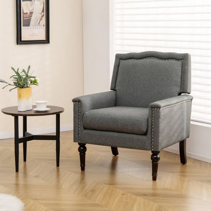 Mid-Century Modern Akzentsessel aus Leinen, Grau