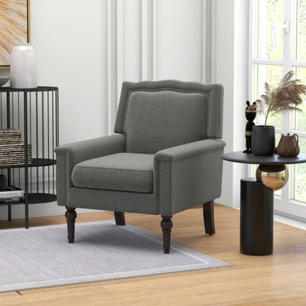 Mid-Century Modern Akzentsessel aus Leinen, Grau