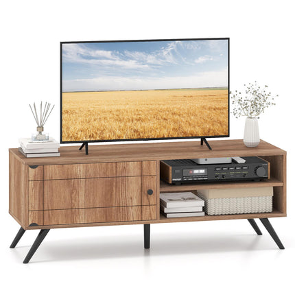 Mid-century modern tv-meubel met opbergruimte, eikenhout, 55 inch
