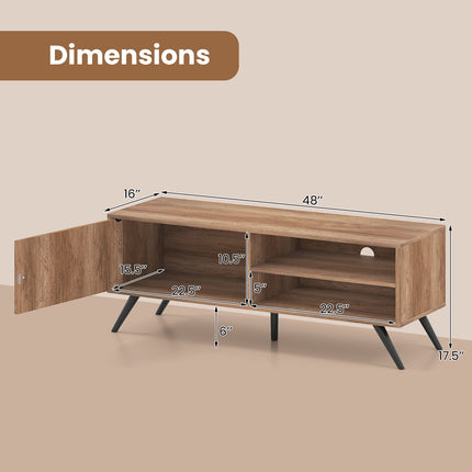 Mid-century modern tv-meubel met opbergruimte, eikenhout, 55 inch