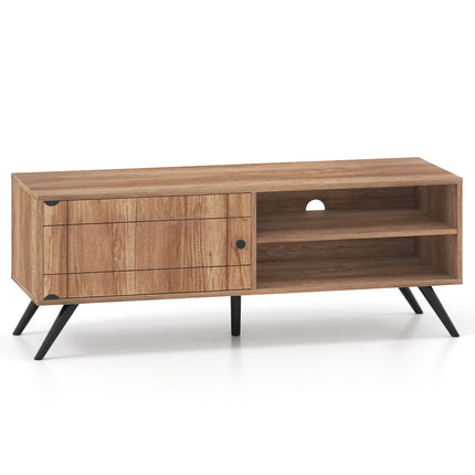 Mid-century modern tv-meubel met opbergruimte, eikenhout, 55 inch