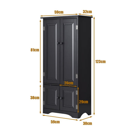 Midi cabinet, side cabinet, highboard, tall cabinet, wood, black, 59 x 32 x 123 cm