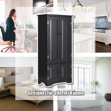 Midi cabinet, side cabinet, highboard, tall cabinet, wood, black, 59 x 32 x 123 cm