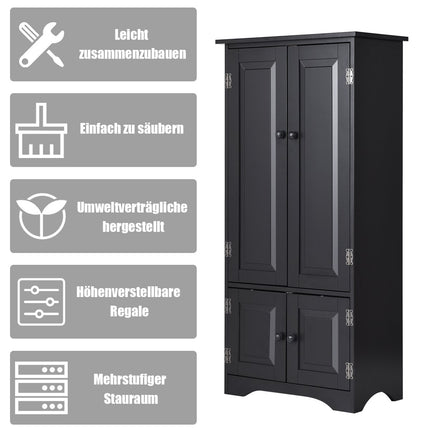 Midi cabinet, side cabinet, highboard, tall cabinet, wood, black, 59 x 32 x 123 cm