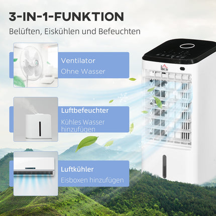 Portable Air Cooler and Humidifier - 3 Levels, Remote Control