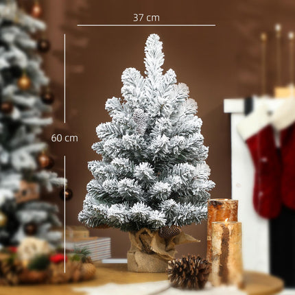 Mini umělý vánoční stromek 60 cm se sněhem a šiškami