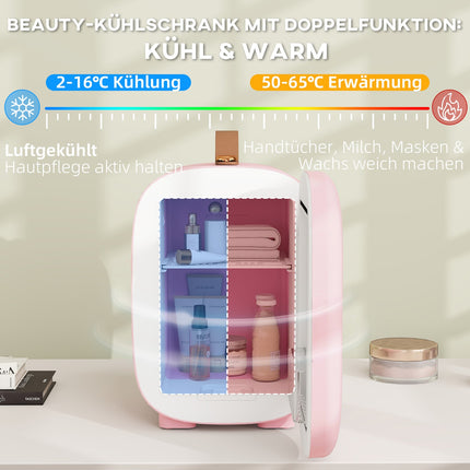 Mini kosmetická lednička – 4L, růžová, úložný prostor na kosmetiku a make-up