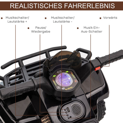 Mini Elektro-Quad ATV für Kleinkinder, LED-Lichter, Schwarz