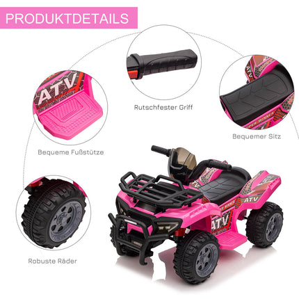Elektro Mini Quad ATV für Kinder, LED-Lichter, Pink