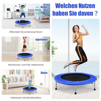 Mini-Fitnesstrampolin, 97 cm, klappbar, Blau, 150 kg Tragkraft