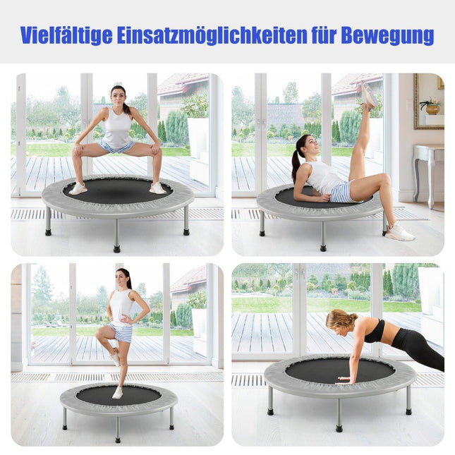 Mini Fitness-Trampolin, faltbar, 97cm, 150kg Belastbarkeit, Grau