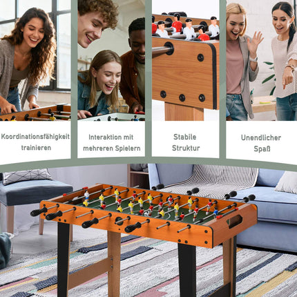 Mini Foosball Table with Stainless Steel Rods, 84.5x40x61.2 cm, Black