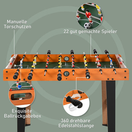 Mini Foosball Table with Stainless Steel Rods, 84.5x40x61.2 cm, Black