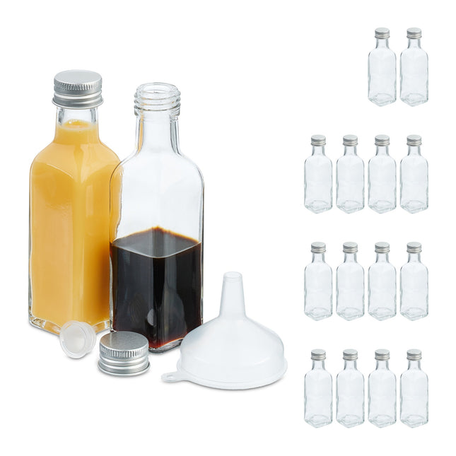 Mini Glass Bottles with Screw Cap – 100 ml Set