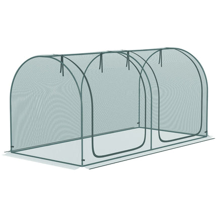Mini serre de protection pour plantes 2,49 x 1,2 m avec porte, pour jardin et balcon, structure en acier et filet en PEHD, vert foncé