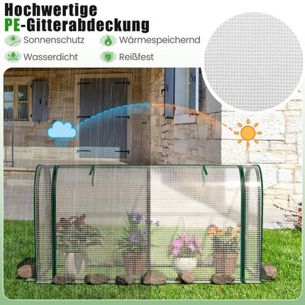 Mini Greenhouse with Roll-Up Zipper Door, PE Cover, 118x55x60 cm