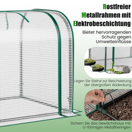 Mini Greenhouse with Roll-Up Zipper Door, PE Cover, 118x55x60 cm