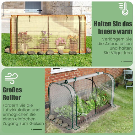 Mini Greenhouse with Roll-Up Zipper Door, PE Cover, 118x55x60 cm