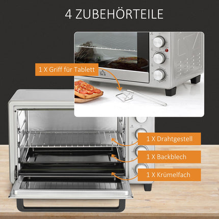 Elektrická mini trouba 32L, 1600W, nerez a sklo
