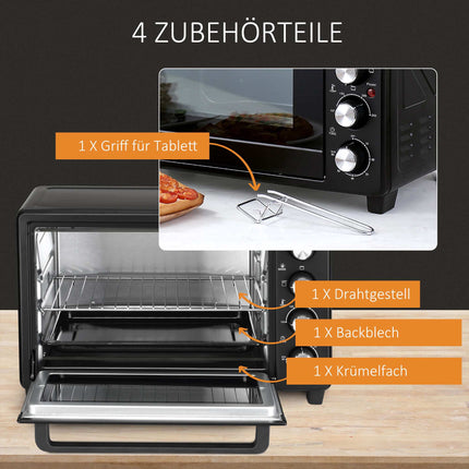 Mini Oven Toaster, 32L Capacity, Timer, Black