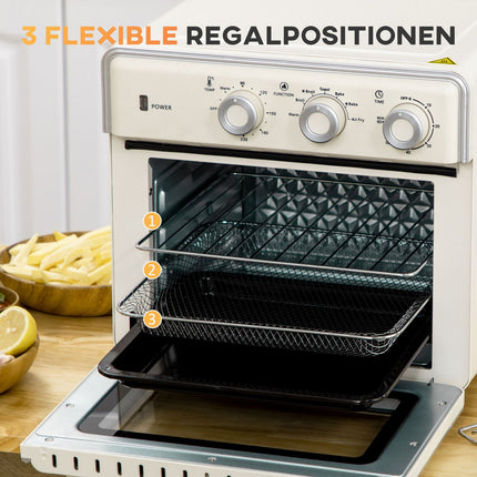 Mini-Backofen, 20L, 7-in-1, Umluft, Cremeweiß