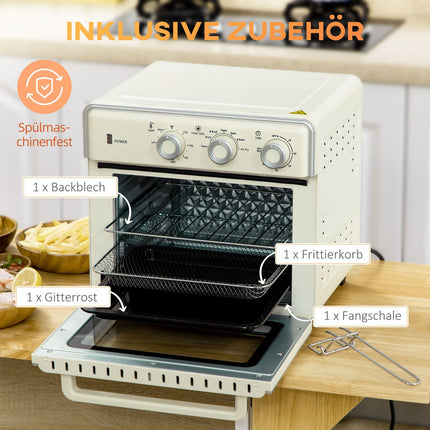 Mini-Backofen, 20L, 7-in-1, Umluft, Cremeweiß