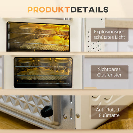 Mini-Backofen, 20L, 7-in-1, Umluft, Cremeweiß
