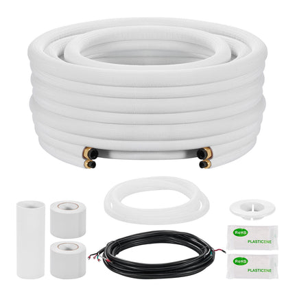 Mini Split Line Set, 50 ft Insulated Copper 1/4 x 3/8