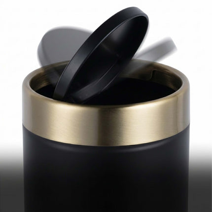Mini-Tischabfalleimer, 1,5L, Schwarz – Metall-Schwingdeckel