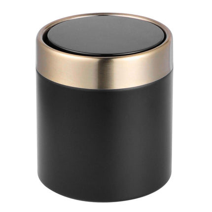 Mini-Tischabfalleimer, 1,5L, Schwarz – Metall-Schwingdeckel